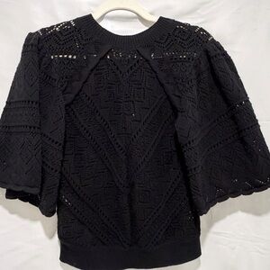 ba&sh Claire Pointelle Bell Sleeve Top